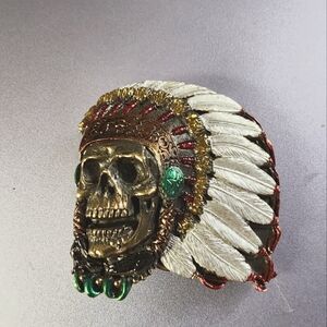 Native American Indian chief head belt buckle